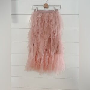 Maxi Tulle Layered Skirt - Blush - Elastic Waist - OS